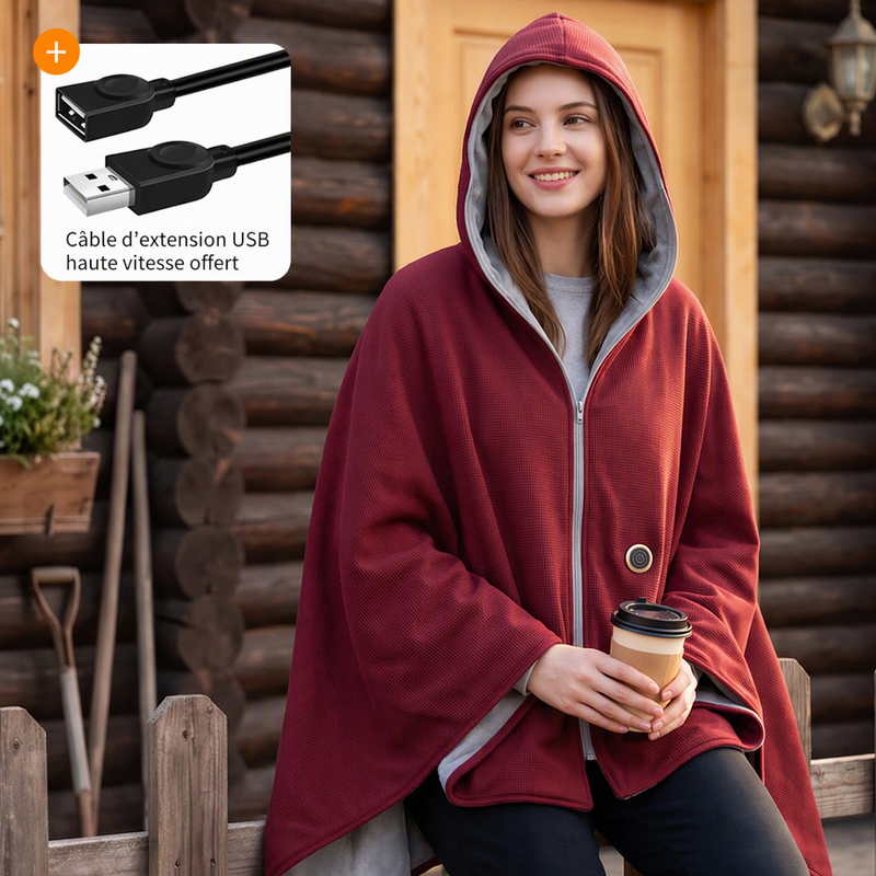 Verwarmde omslagdeken met capuchon – rood
